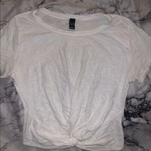 Windsor White Cropped Tee with Knot Detailing